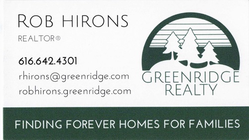 business card for Rob Hirons of Greenridge Realty